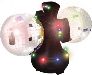 PartyFunLights 86489 - 4" TWIN LED MIRROR DISCO BALL 