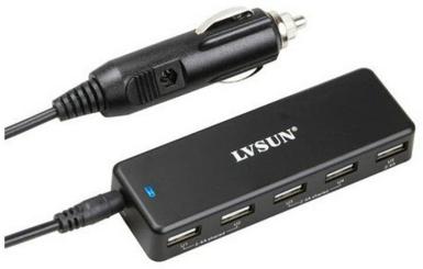 LVSUN LS-5US black 36W 5-ports USB Car Charger 