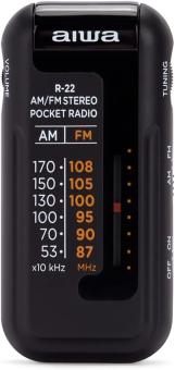 Aiwa R-22BK Pocket radio with headphones black 