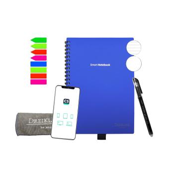 Dreiklang, wiederverwendbares Smartbook, DIN A5, blau liniert, Hartdeckel 