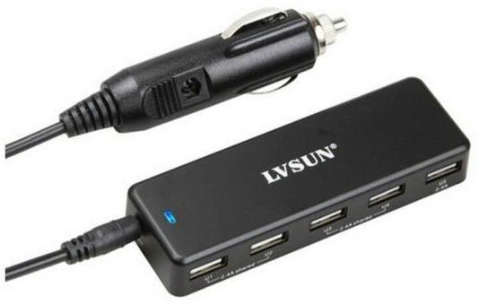 LVSUN LS-5US black 36W 5-ports USB Car Charger 