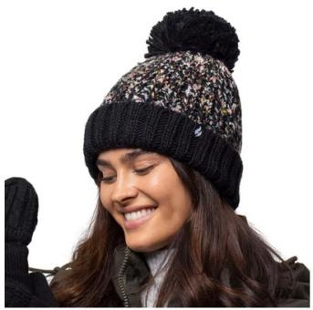 Heat Holders BSHH791OSBLK Damenmütze EIDDA  texturiert mit PomPom schwarz 